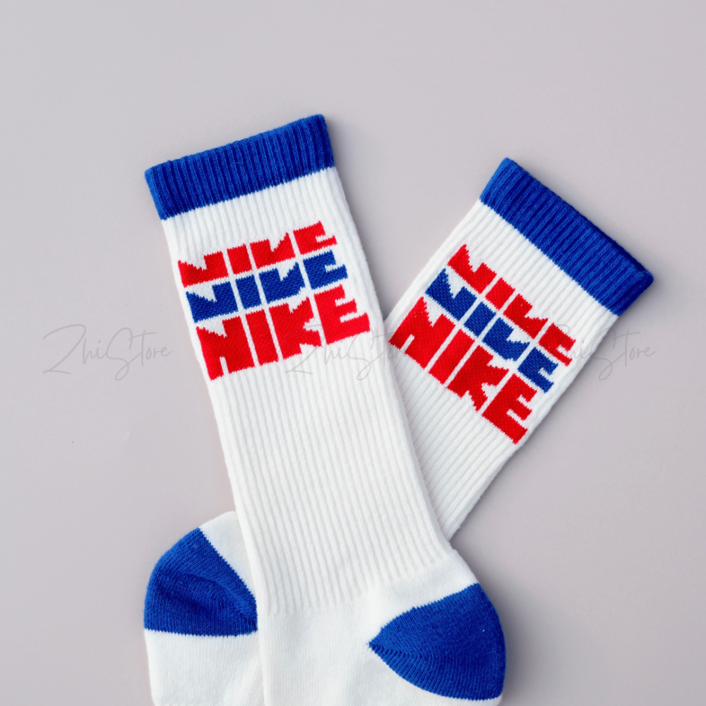Nike Everyday Plus【3雙一組】復古 美式 毛圈布底 休閒長襪 長襪 奶油白色 藍色 紅色 HJ9336-901