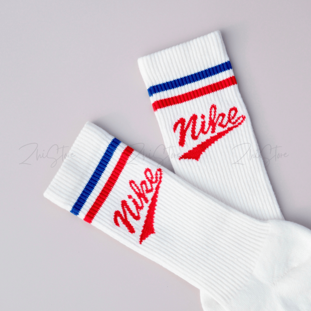Nike Everyday Plus【3雙一組】復古 美式 毛圈布底 休閒長襪 長襪 奶油白色 藍色 紅色 HJ9336-901