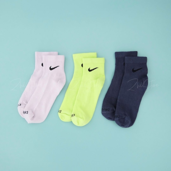 Nike Plus【3雙一組】薄款 中筒襪 襪子 休閒襪 檸檬綠 深藍 淡紫灰 SX6893-913
