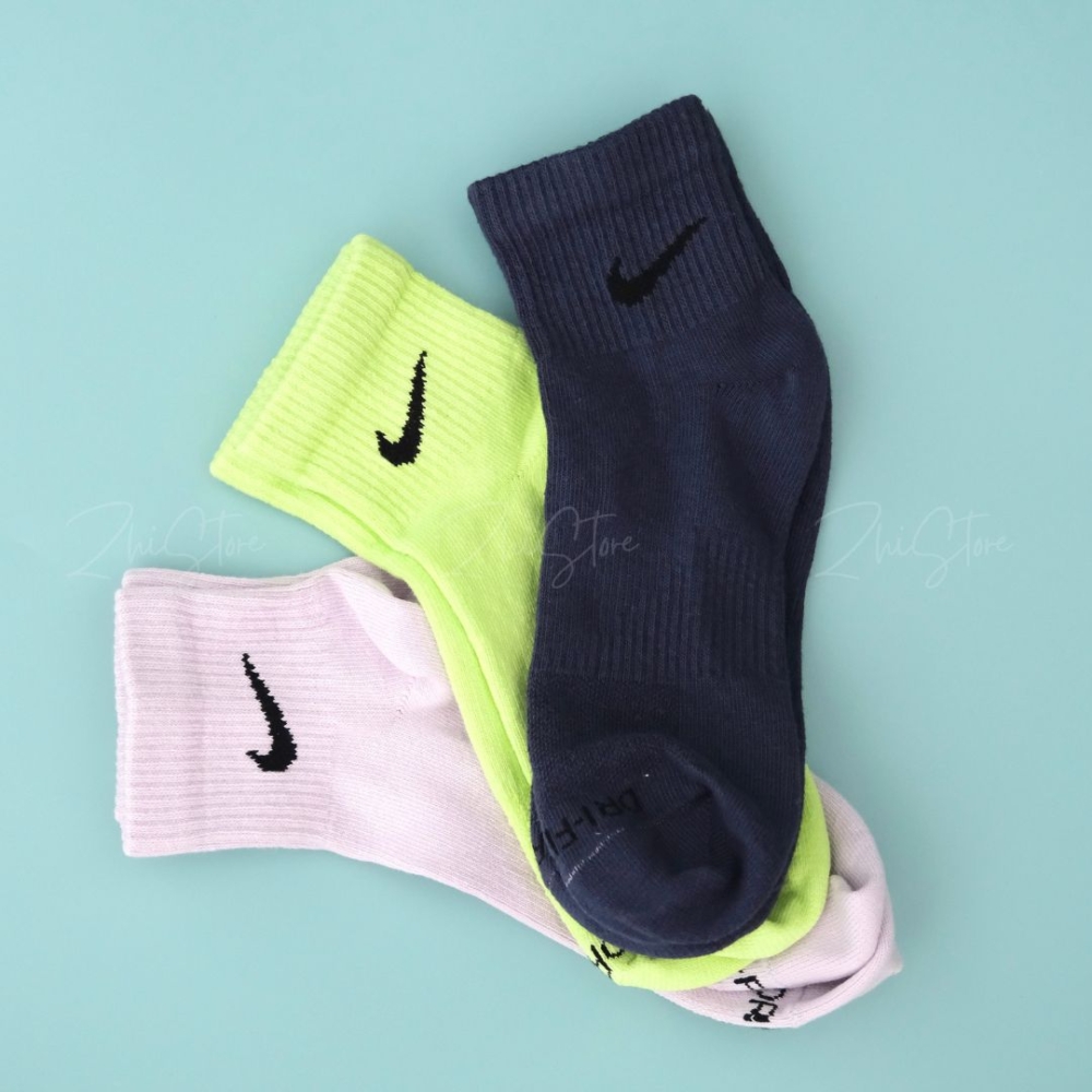 Nike Plus【3雙一組】薄款 中筒襪 襪子 休閒襪 檸檬綠 深藍 淡紫灰 SX6893-913