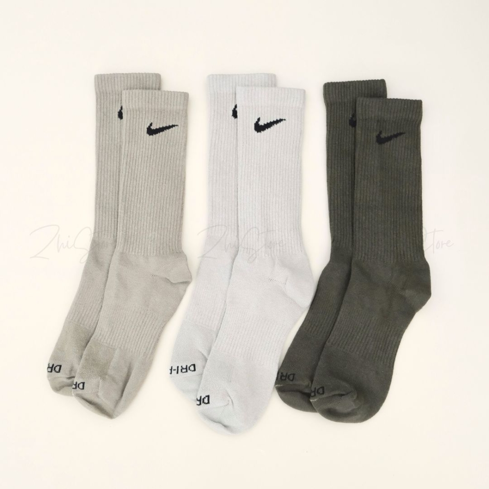Nike Everyday Plus【3雙一組】Logo 薄款 長襪 休閒襪 襪子 橄欖綠 卡其色 燕麥灰 SX6891-915