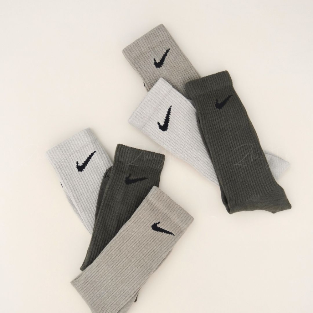 Nike Everyday Plus【3雙一組】Logo 薄款 長襪 休閒襪 襪子 橄欖綠 卡其色 燕麥灰 SX6891-915