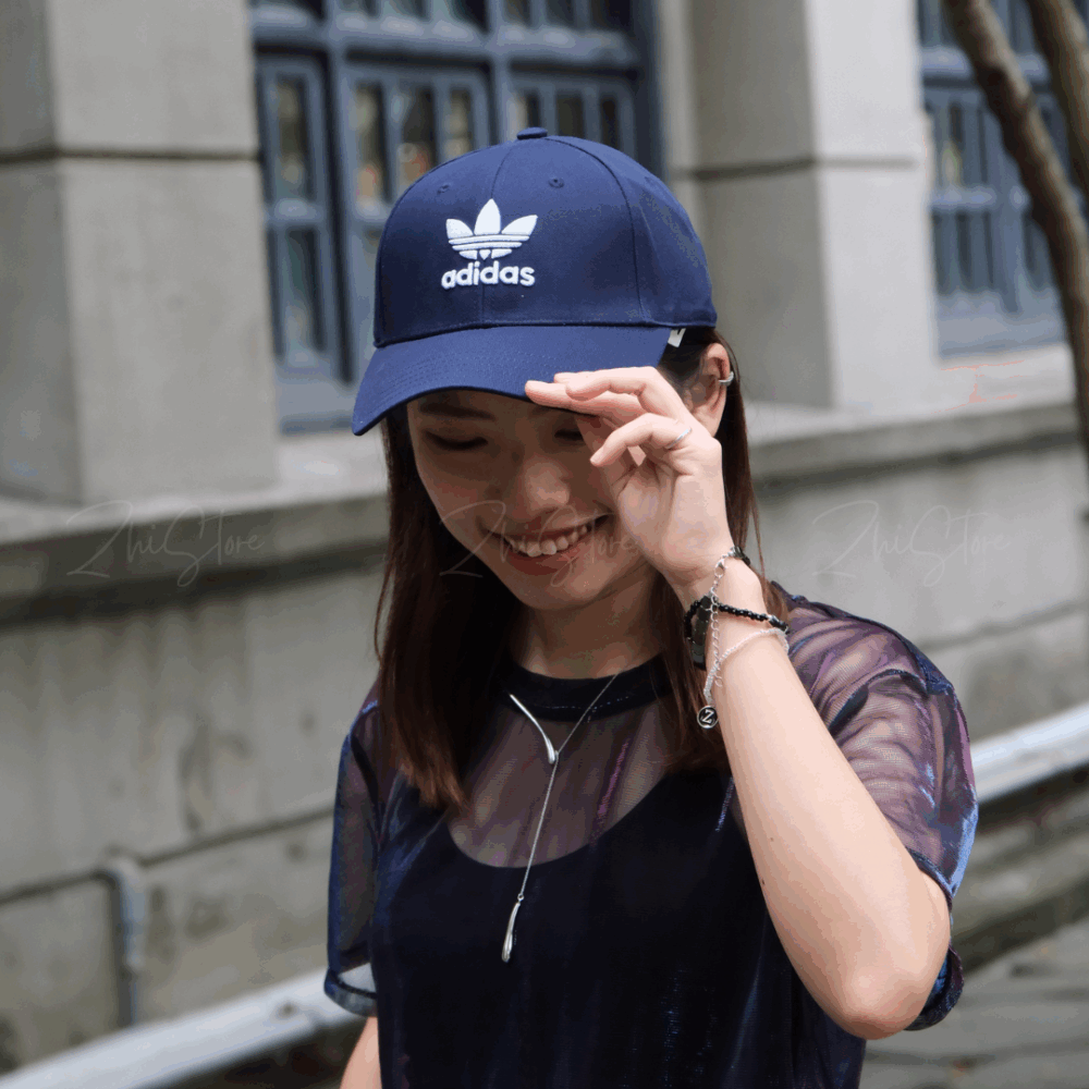 10 adidas originals 三葉草 刺繡 Logo 棒球帽 老帽 帽子 深藍色 DV0174