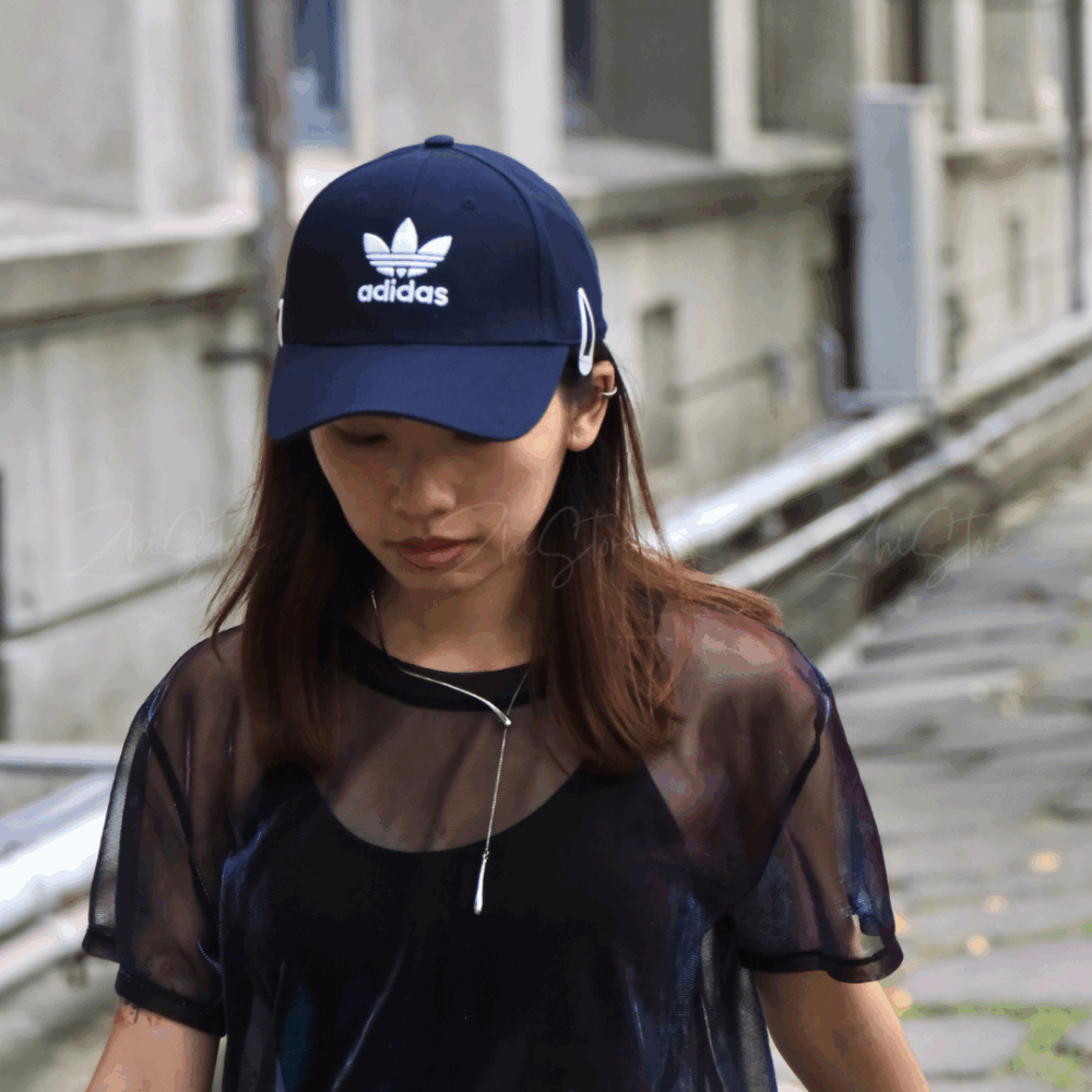 8 adidas originals 三葉草 刺繡 Logo 棒球帽 老帽 帽子 深藍色 DV0174