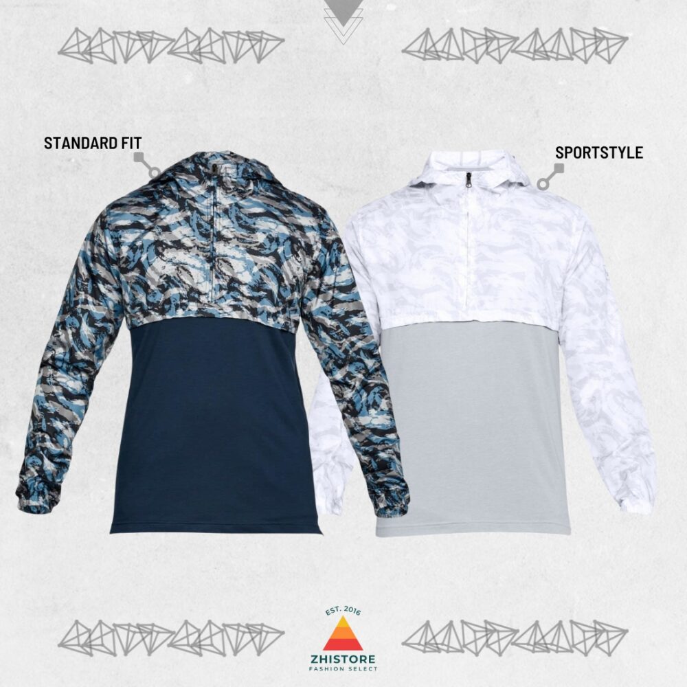 UNDER ARMOR 半開襟 連帽長袖上衣 運動 迷彩 男裝 秋冬上衣 運動上衣 藍色 灰色