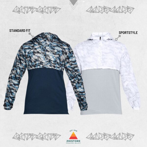 UNDER ARMOR 半開襟 連帽長袖上衣 運動 迷彩 男裝 秋冬上衣 運動上衣 藍色 灰色