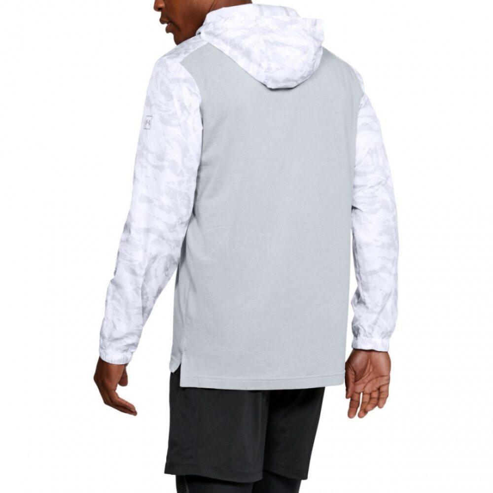 UNDER ARMOR 半開襟 連帽長袖上衣 運動 迷彩 男裝 秋冬上衣 運動上衣 藍色 灰色