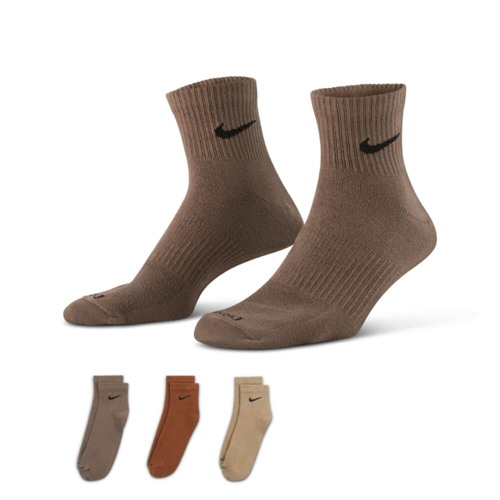 27 Nike Plus【3雙一組】薄款 中筒襪 襪子 休閒襪 沙棕色 棕紅色 可可棕 SX6893-911