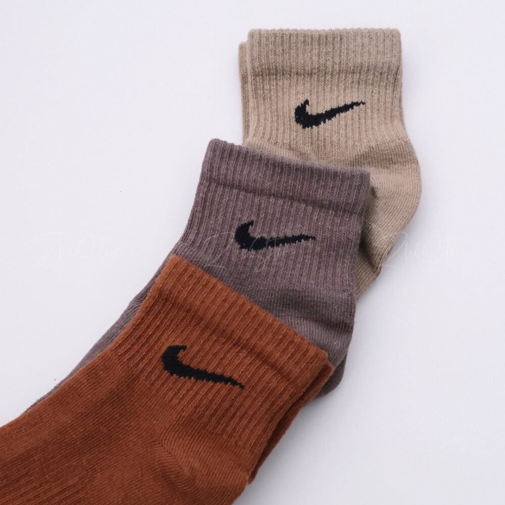 34 Nike Plus【3雙一組】薄款 中筒襪 襪子 休閒襪 沙棕色 棕紅色 可可棕 SX6893-911