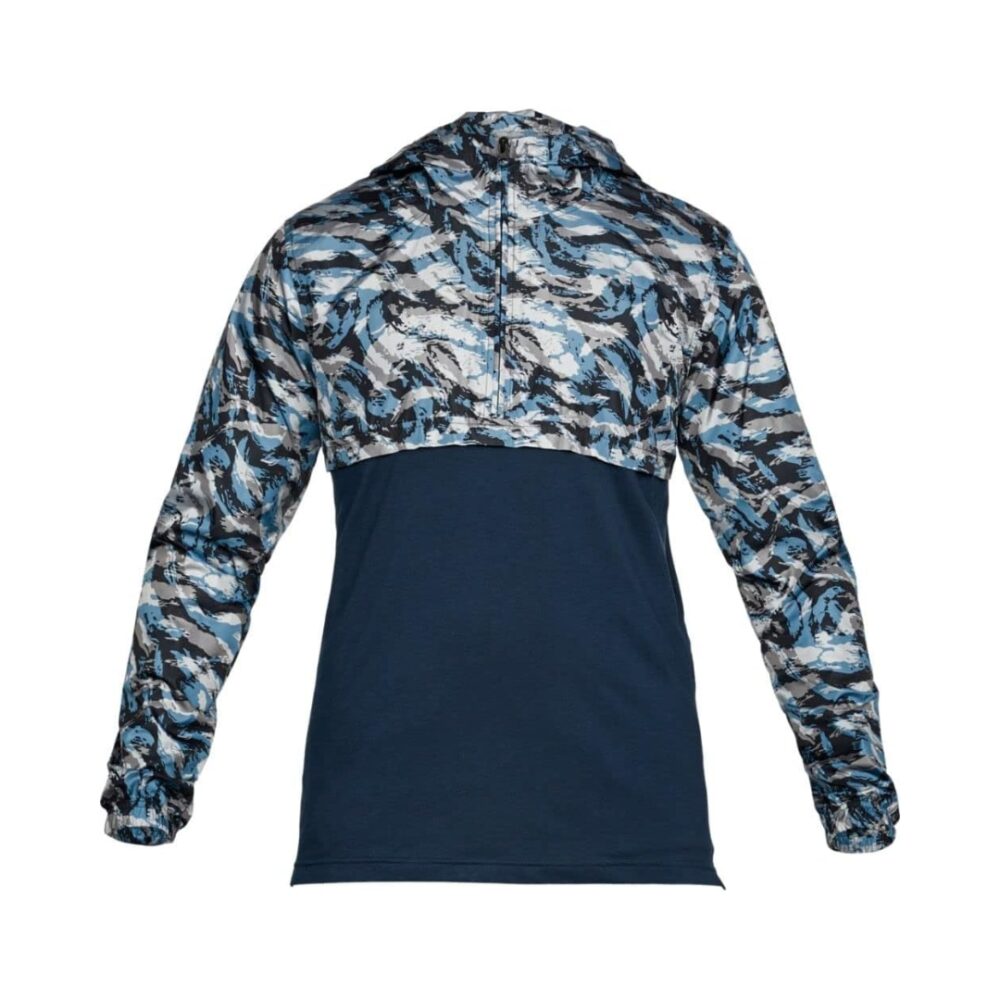 UNDER ARMOR 半開襟 連帽長袖上衣 運動 迷彩 男裝 秋冬上衣 運動上衣 藍色 灰色