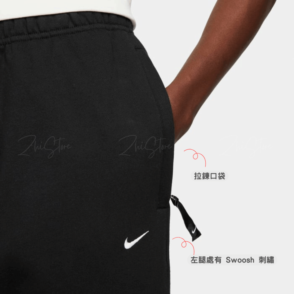 Nike Lab Solo Swoosh 刺繡小勾 重磅 內刷毛 抽繩棉長褲 長褲 棉褲 黑色 DX1365-010