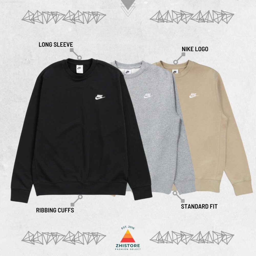 Nike 刺繡Logo 大學T 長袖上衣 長袖大學T 黑色 灰色 奶茶色 長袖 BV2667-010 BV2667-063 BV2663-010 BV2663-063 BV2663-247