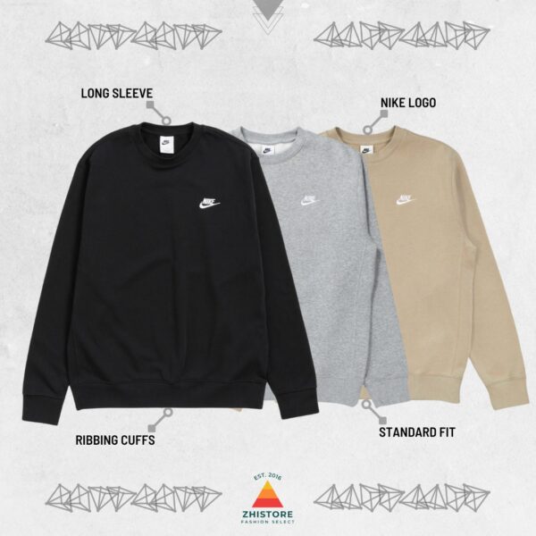 Nike 刺繡Logo 大學T 長袖上衣 長袖大學T 黑色 灰色 奶茶色 長袖 BV2667-010 BV2667-063 BV2663-010 BV2663-063 BV2663-247