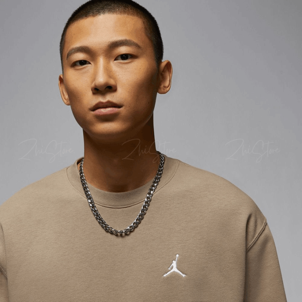 Nike Jordan 刺繡Logo 大學T 長袖上衣 長袖 卡其色 FV7296-257