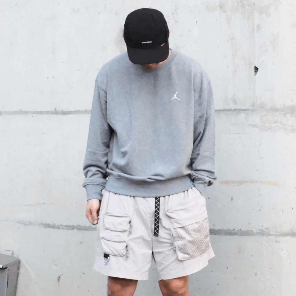 Nike Jordan 刺繡Logo 大學T 長袖上衣 長袖 灰色 FV7296-091