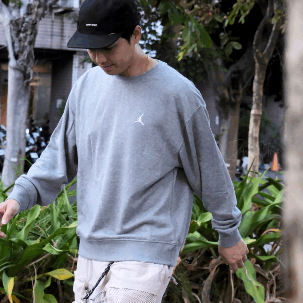 Nike Jordan 刺繡Logo 大學T 長袖上衣 長袖 灰色 FV7296-091