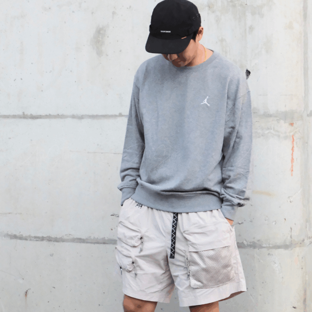 Nike Jordan 刺繡Logo 大學T 長袖上衣 長袖 灰色 FV7296-091