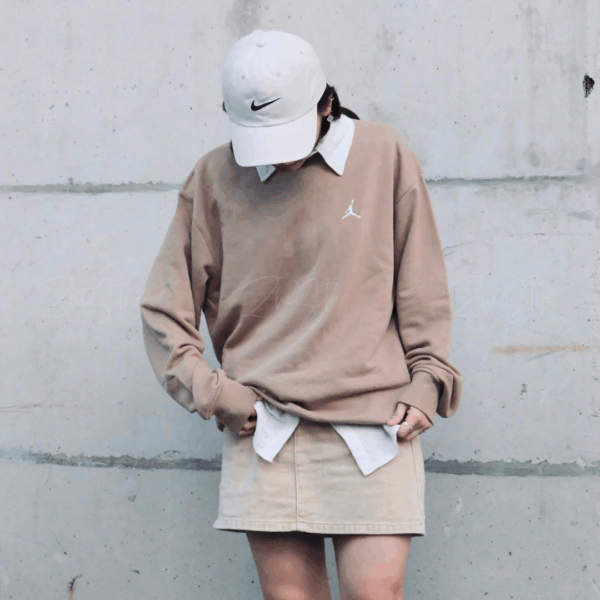 Nike Jordan 刺繡Logo 大學T 長袖上衣 長袖 卡其色 FV7296-257