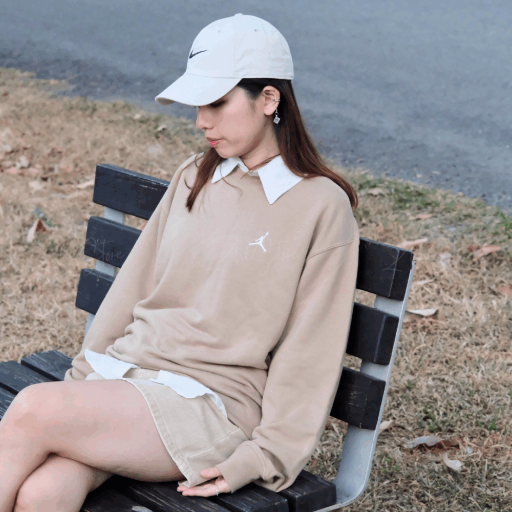 Nike Jordan 刺繡Logo 大學T 長袖上衣 長袖 卡其色 FV7296-257