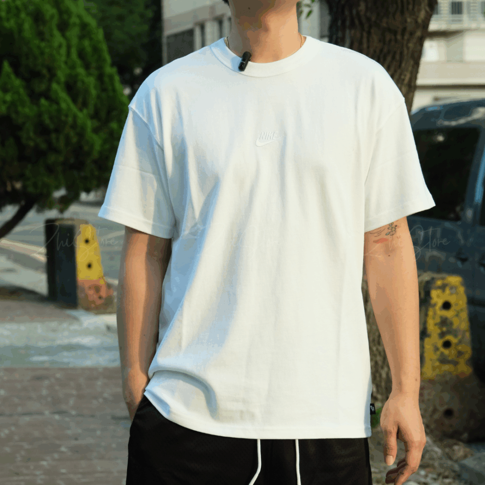 【零碼L號】Nike PRM 刺繡Logo 厚磅 短袖 短T 短袖上衣 燕麥白 DO7393-030