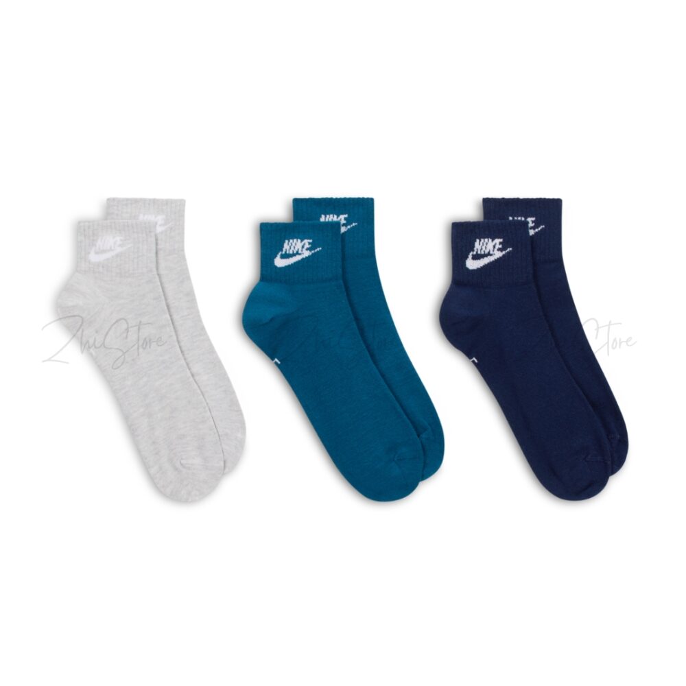 Nike Essential【3雙一組】中筒襪 襪子 灰色 藏藍色 深藍色 DX5074-912