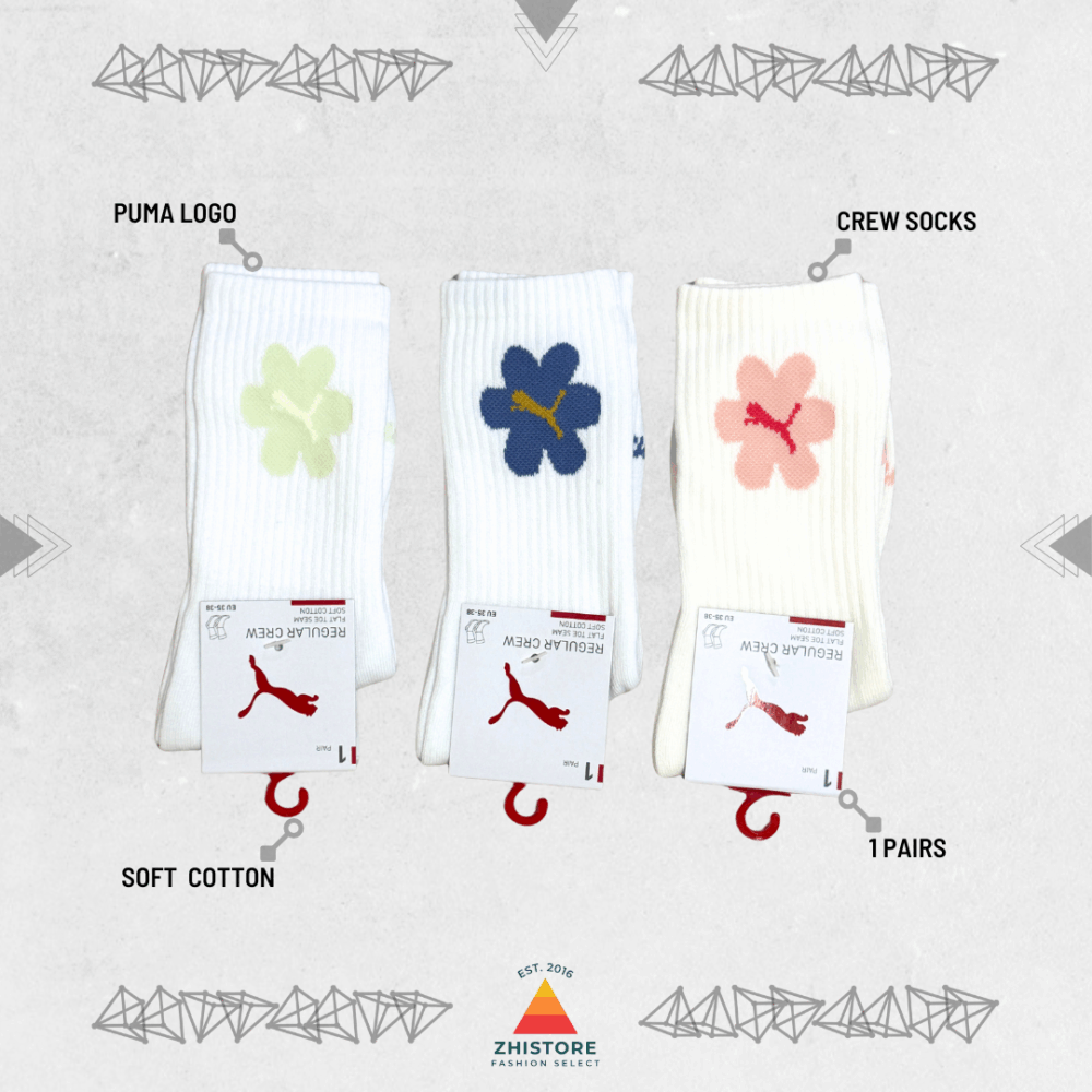 PUMA【1雙】花朵 奶油白 白色 長襪 襪子 白襪 女襪 花花 BB154601 602 603