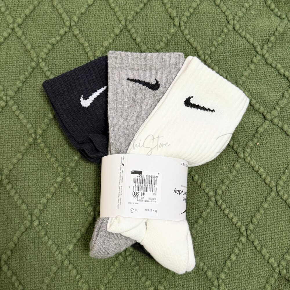 Nike Everyday 【3雙一組】基本款 Logo 毛圈布底 長襪 黑 灰 白 灰襪 白襪 黑襪 SX7664-964