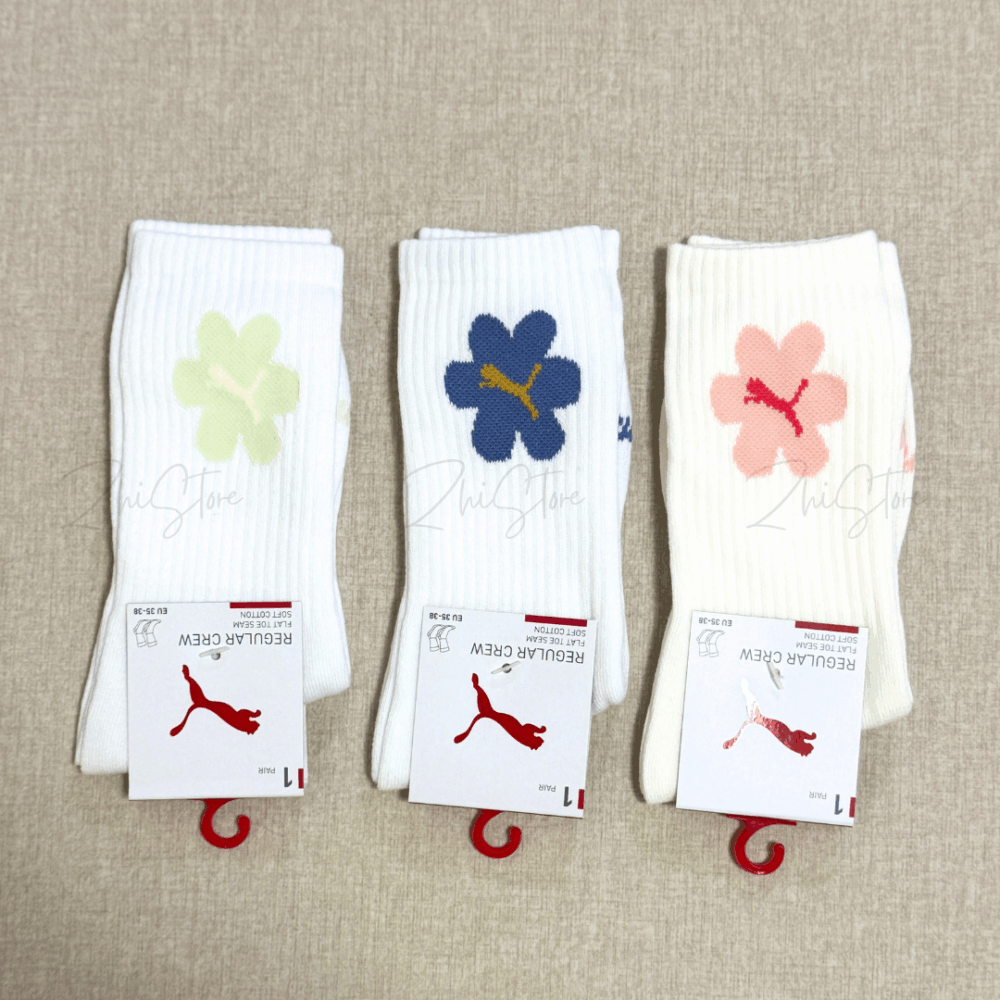 PUMA【1雙】花朵 奶油白 白色 長襪 襪子 白襪 女襪 花花 BB154601 602 603