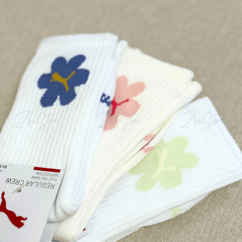PUMA【1雙】花朵 奶油白 白色 長襪 襪子 白襪 女襪 花花 BB154601 602 603