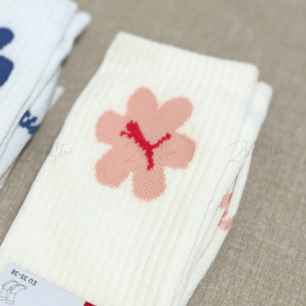 PUMA【1雙】花朵 奶油白 白色 長襪 襪子 白襪 女襪 花花 BB154601 602 603