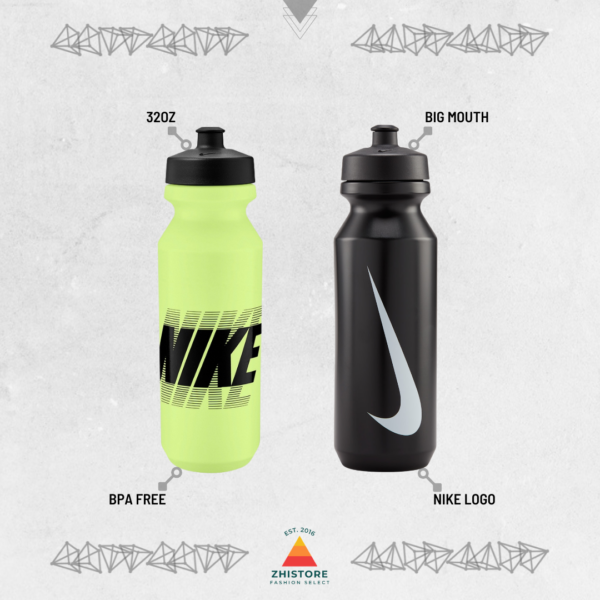 Nike 運動水壺 946ml 素面 大勾 運動 大嘴巴 水瓶 冷水壺 黑色 螢光綠 AC4419-091