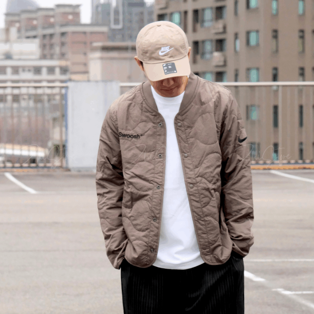 Nike NSW 葫蘆紋 刺繡 薄外套 內瞻外套 棕色 長袖 冬裝 外套 FB1909-031