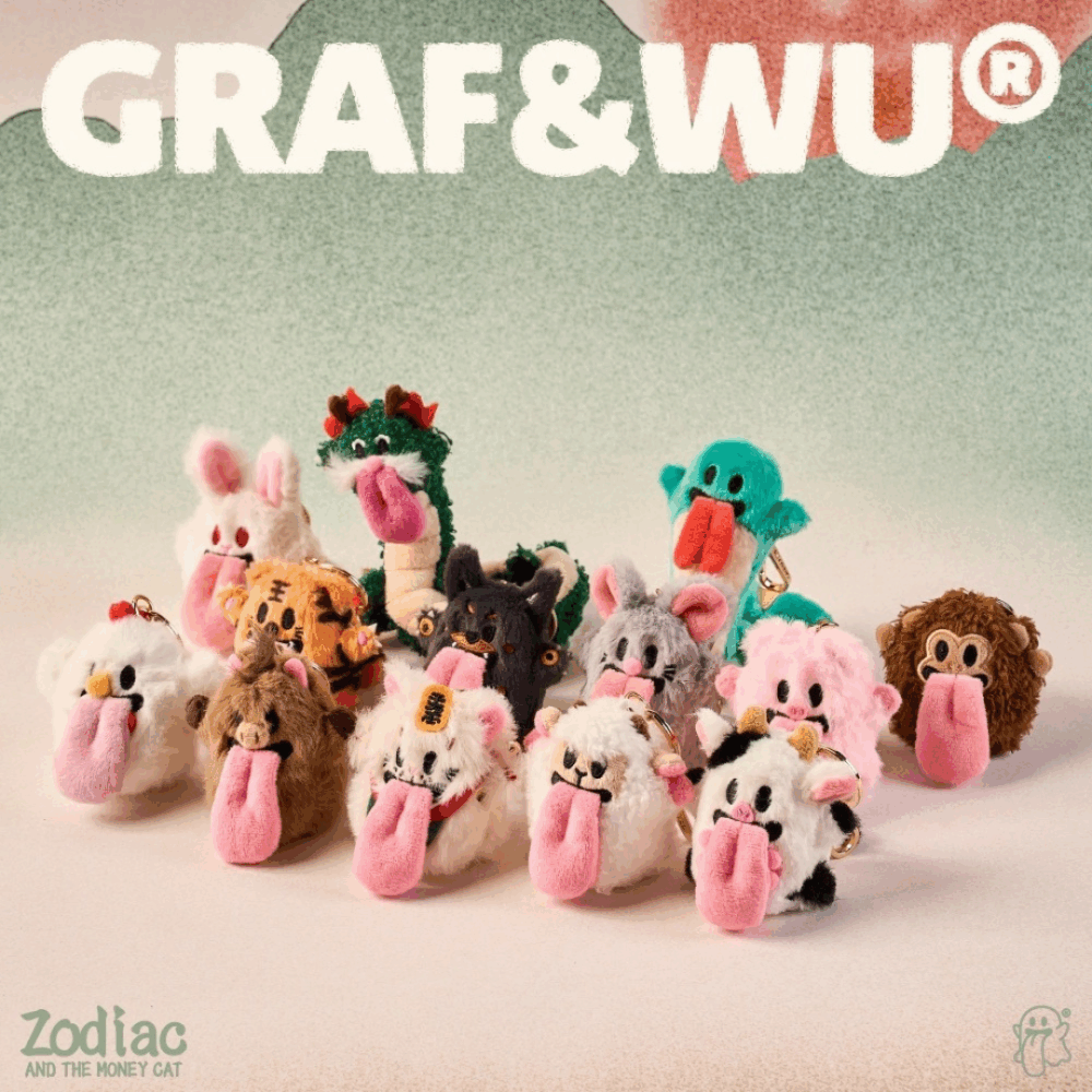 GRAF&WU 迷你版 可愛鬼 十二生肖系列 招財貓 玩偶 公仔 吊飾 鑰匙圈