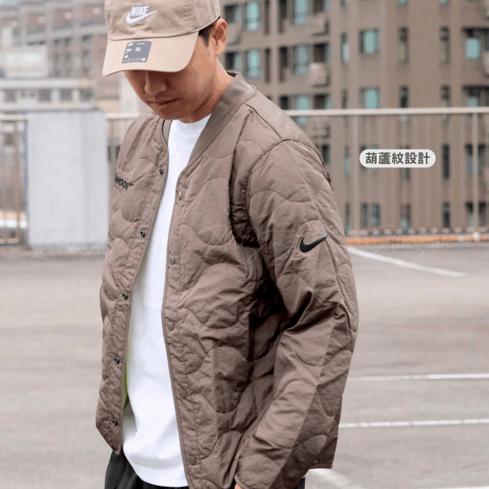 Nike NSW 葫蘆紋 刺繡 薄外套 內瞻外套 棕色 長袖 冬裝 外套 FB1909-031