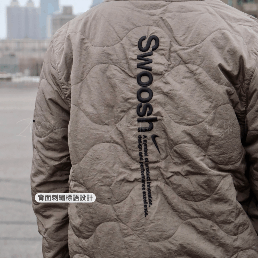 Nike NSW 葫蘆紋 刺繡 薄外套 內瞻外套 棕色 長袖 冬裝 外套 FB1909-031