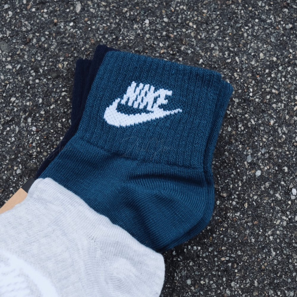 Nike Essential【3雙一組】中筒襪 襪子 灰色 藏藍色 深藍色 DX5074-912