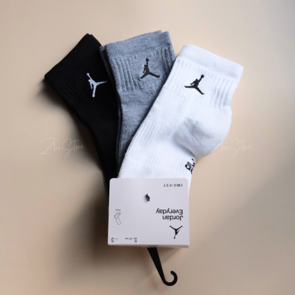 Nike Air Jordan【3雙一組】毛圈布底 中筒襪 襪子 黑色 灰色 白色 DX9655-911