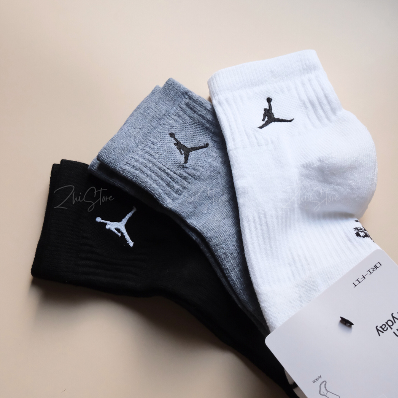 Nike Air Jordan【3雙一組】毛圈布底 中筒襪 襪子 黑色 灰色 白色 DX9655-911