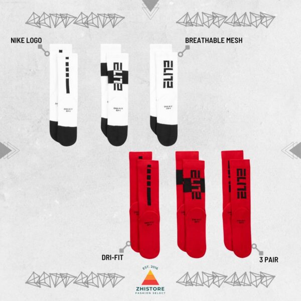 1 Nike Elite【3雙一組】籃球菁英襪 籃球襪 長襪 襪子 運動襪 白色 紅色 CW6063-100 CW6063-657