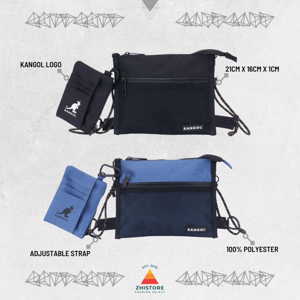 KANGOL 機能側背小包 附卡夾零錢包 黑色 藍色 側背包 斜背包 肩背包 63251708