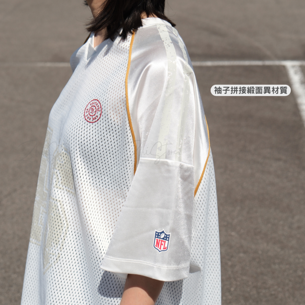 NFL 拉克蘭 拼接網布 短袖上衣 黑色 白色 25251491 25251492