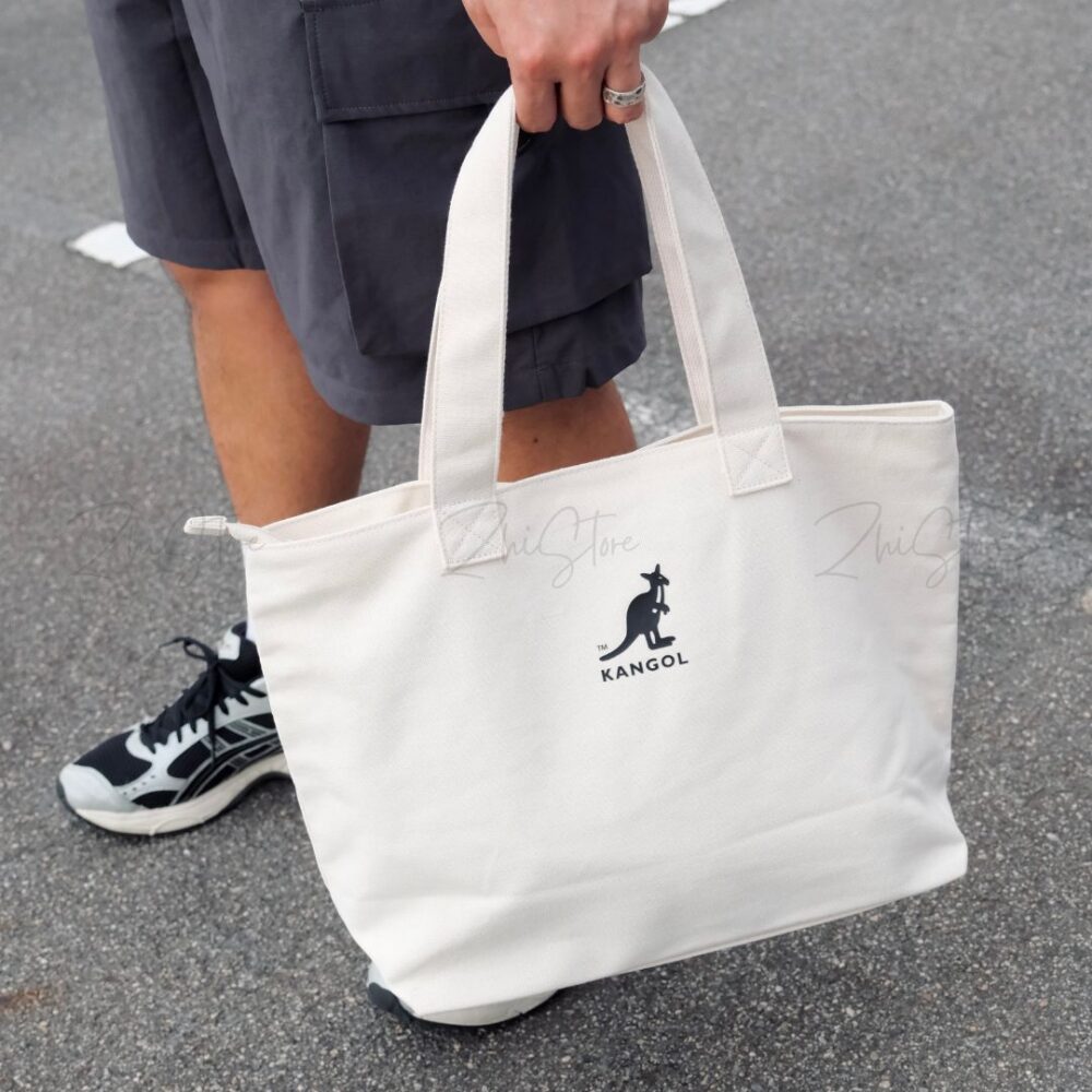 16 KANGOL 字母LOGO 大容量 帆布袋 黑色 米白色 帆布包 托特包 65551706