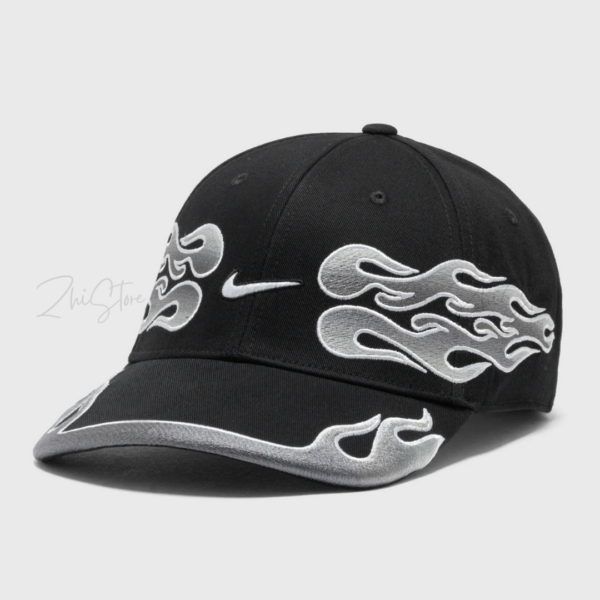 Nike Club OG Flame 刺繡飛焰硬頂帽 黑色 帽子 棒球帽 IH9258-010
