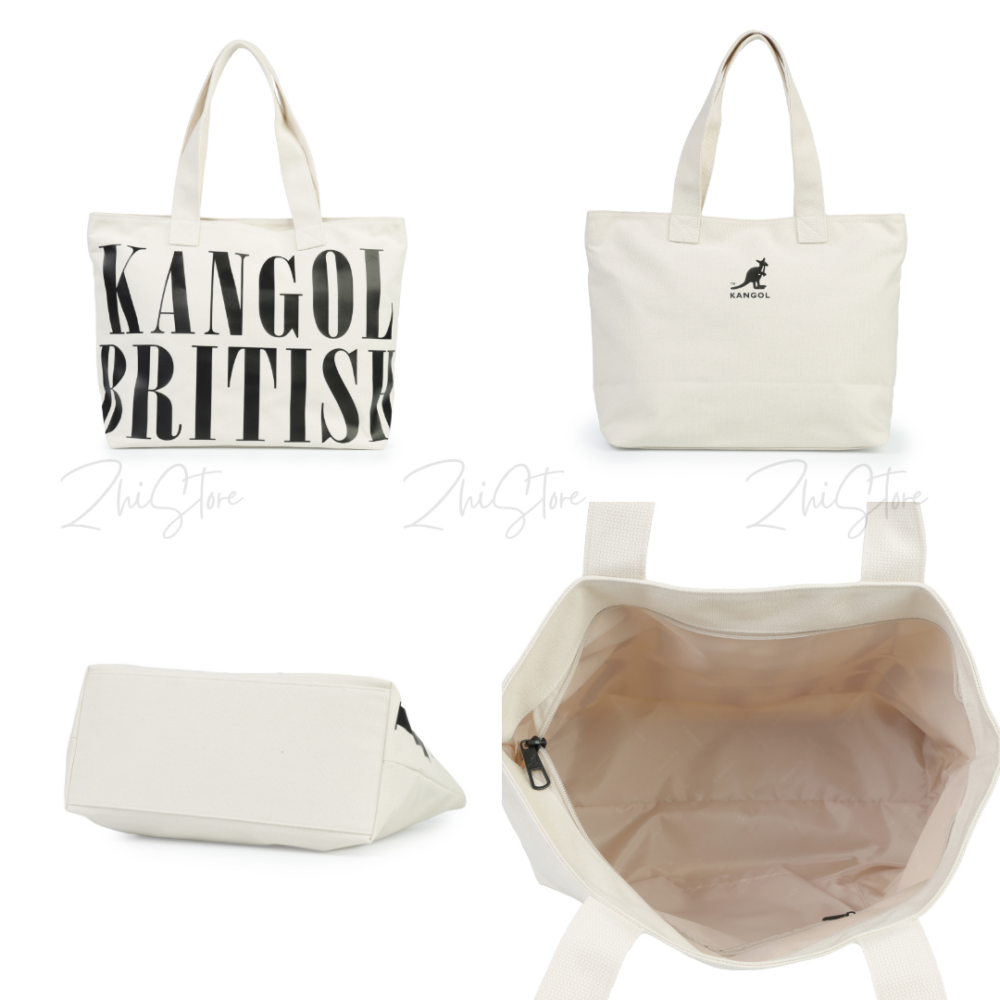 KANGOL 字母LOGO 大容量 帆布袋 黑色 米白色 帆布包 托特包 65551706