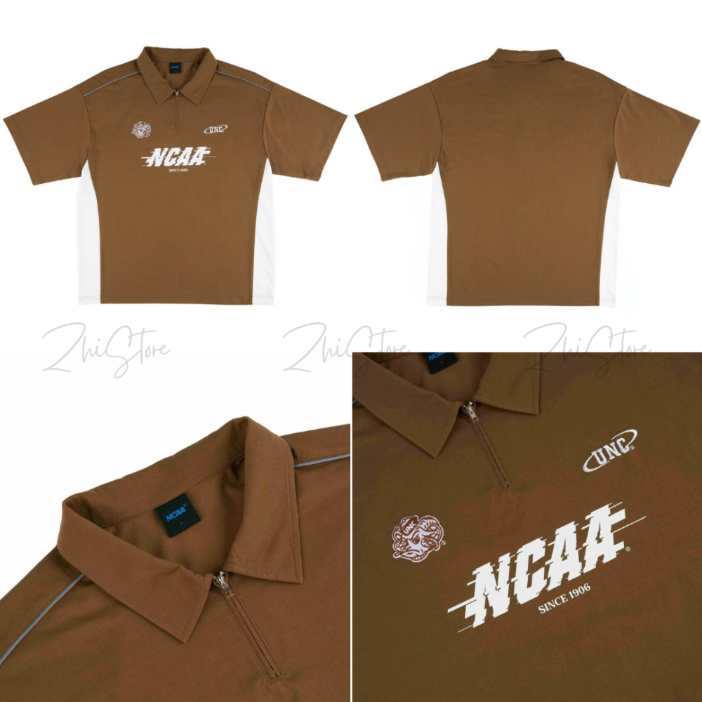 NCAA 拉克蘭袖 復古 半開襟 POLO衫 短袖上衣 上衣 黑色 74251320