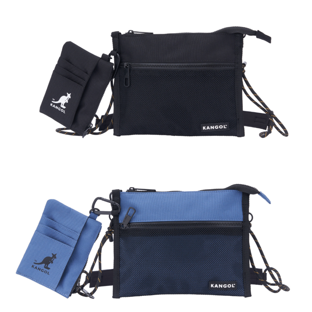 KANGOL 機能側背小包 附卡夾零錢包 黑色 藍色 側背包 斜背包 肩背包 63251708