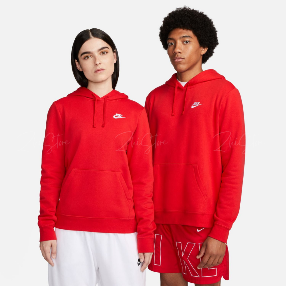 【零碼出清｜售出不退換｜L號】Nike Club 女款 刺繡Logo 帽T 連帽上衣 長袖上衣 長袖 紅色 DQ5794-657