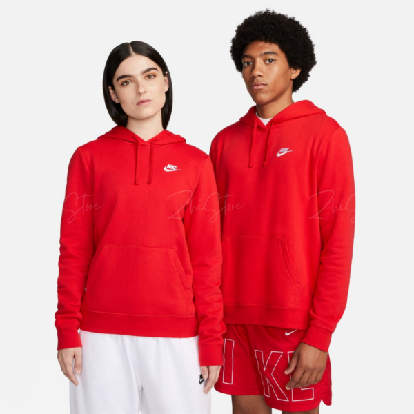 【零碼出清｜售出不退換｜L號】Nike Club 女款 刺繡Logo 帽T 連帽上衣 長袖上衣 長袖 紅色 DQ5794-657