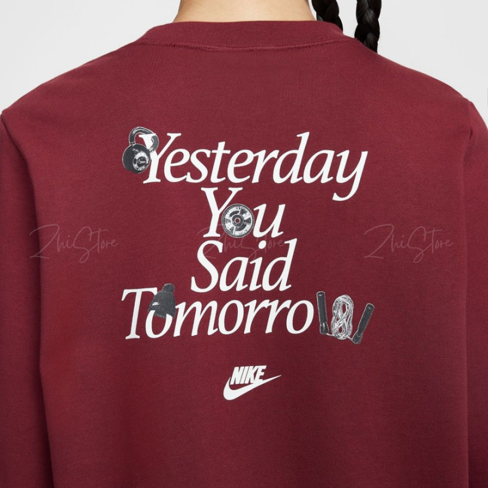 【零碼出清｜售出不退換｜S號】Nike NSW 女款 印花 Logo 毛圈布底 大學T 長袖上衣 紅色 IO7829-677