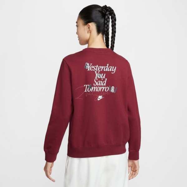 【零碼出清｜售出不退換｜S號】Nike NSW 女款 印花 Logo 毛圈布底 大學T 長袖上衣 紅色 IO7829-677
